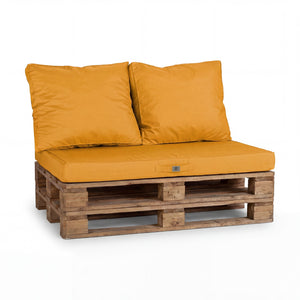 Set Cuscini Pallet Sfoderabili 120x80 Giallo - Impermeabile & Extérieur (1 Seduta + 2 Schienali)