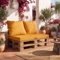 Set Cuscini Pallet Sfoderabili 120x80 Giallo - Impermeabile & Extérieur (1 Seduta + 2 Schienali)