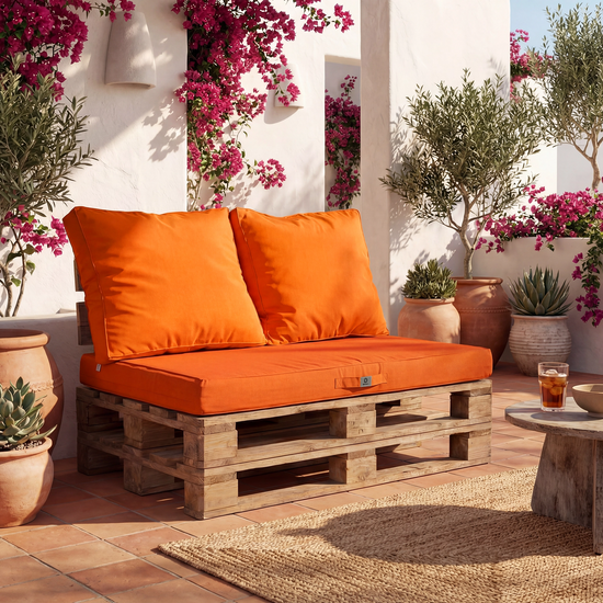 Kit Coussins Palette Déhoussable 120x80 Orange - vue principale