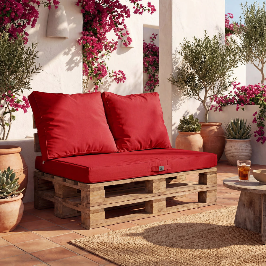 Kit Coussins Palette Déhoussable 120x80 Rouge Piment - vue principale