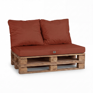 Set Cuscini Pallet Sfoderabili 120x80 Terracotta - Impermeabile & Extérieur (1 Seduta + 2 Schienali)