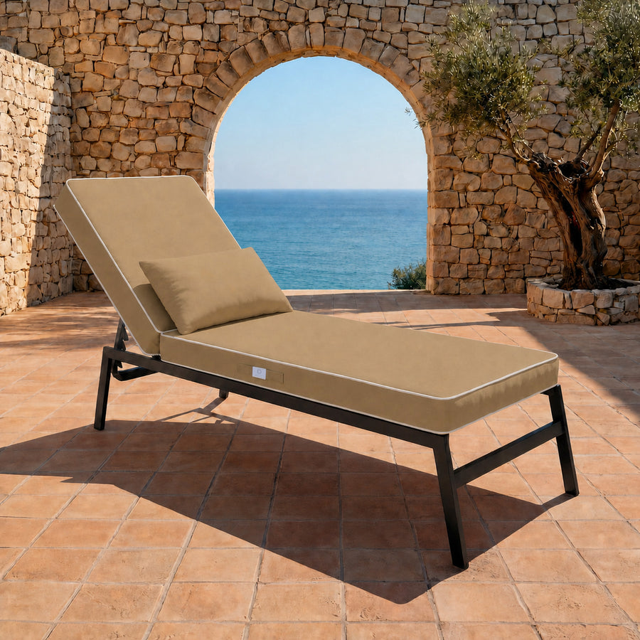 Materassino Premium Lettino 190x60 Moka - Spessore 10cm & Poggiatesta (Sfoderabile)