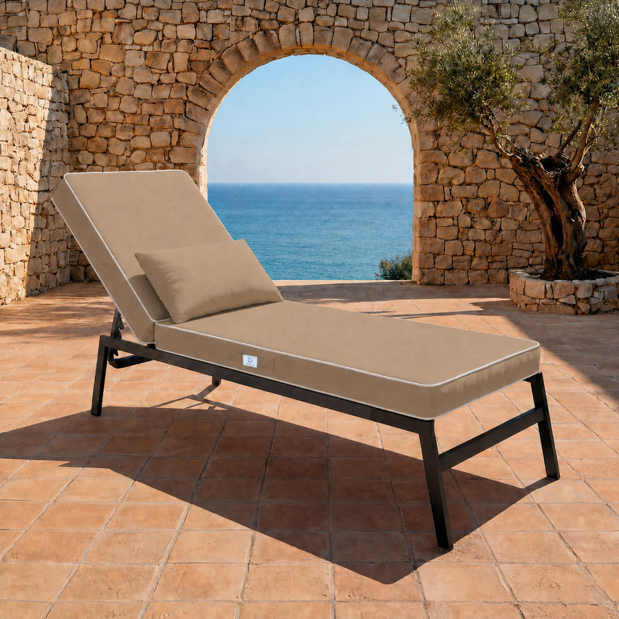Materassino Premium Lettino 190x60 Moka - Spessore 10cm & Poggiatesta (Sfoderabile)