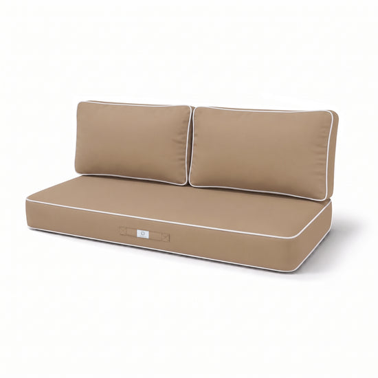 Set Cuscini Premium 100x50 Moka - 1 Seduta + 2 Schienali (Spesso 12cm & Passepoil)