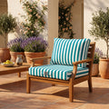 Set Cuscini Salotto da Giardino 60x60 Riga Turchese - Premium 270g (Seduta + Schienale)