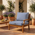 Set Cuscini Salotto da Giardino 60x60 Riga Blu Navy - Premium 270g (Seduta + Schienale)
