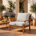 Set Cuscini Salotto da Giardino 60x60 Riga Grigio Chiaro - Premium 270g (Seduta + Schienale)