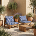 Set Cuscini Salotto da Giardino 50x50 Riga Blu Navy - Premium 270g (Seduta + Schienale)
