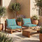 Set Cuscini Salotto da Giardino 50x50 Riga Verde - Premium 270g (Seduta + Schienale)