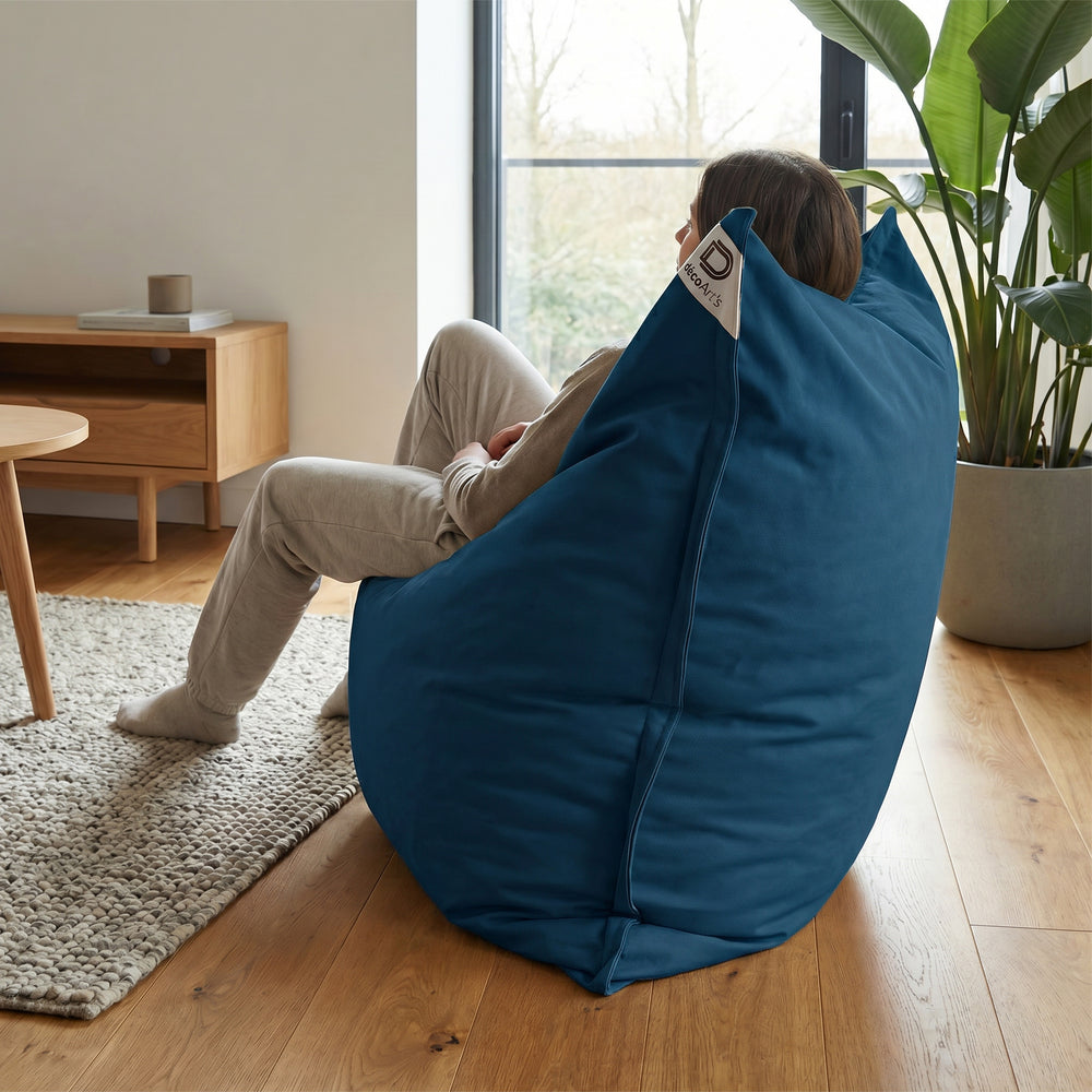 Fodera Pouf Gigante XXL 180x140 Blu Petrolio, imbottitura in perle di polistirolo