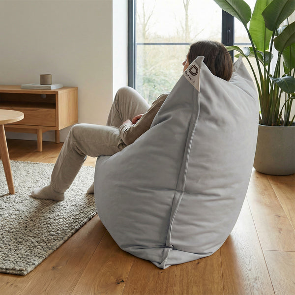 Housse de Pouf Géant XXL 180x140 Gris Galet - vue latérale