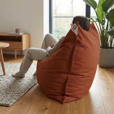 Détail tissu pouf terracotta