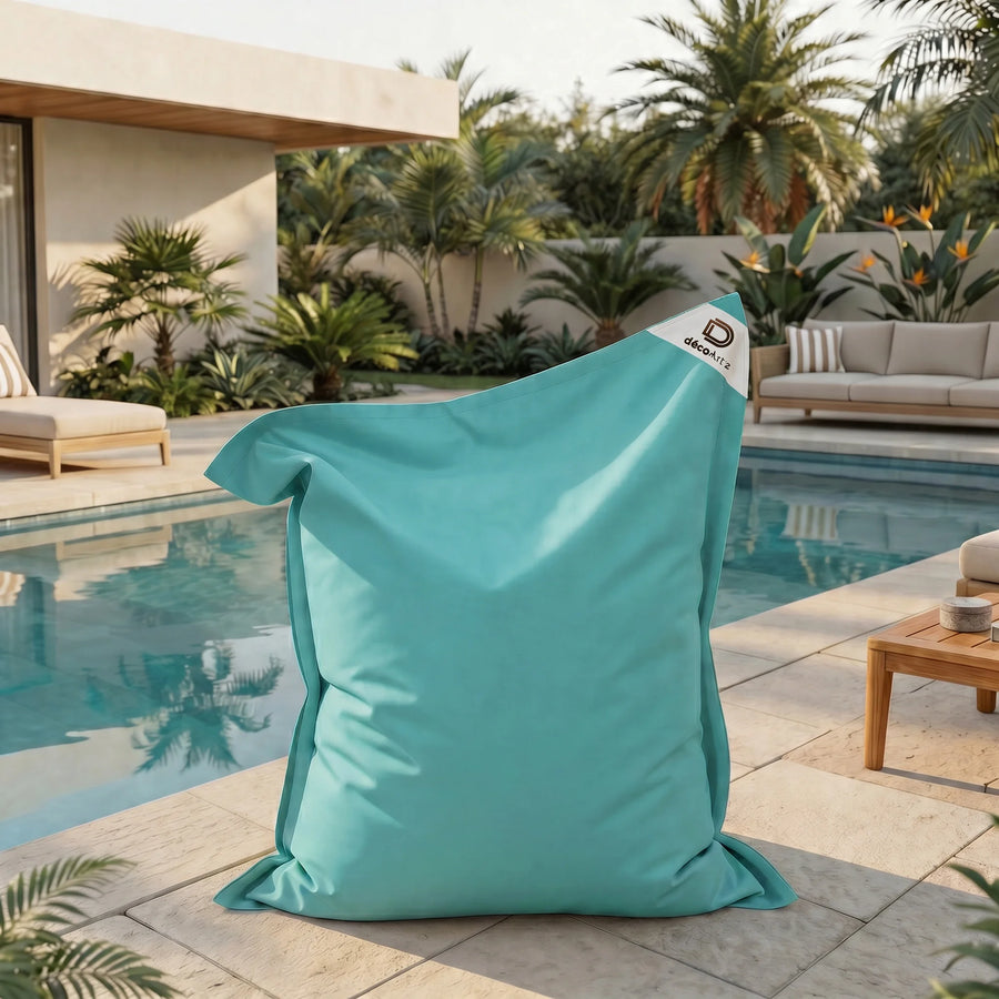 Pouf Gigante XXL 180x140 Blu Caraibi, tessuto in poliestere