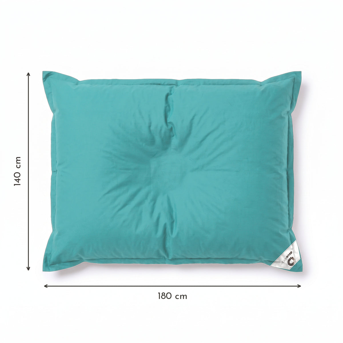 Pouf Galleggiante Gigante 180x140 Blu Caraibi - Piscina & XXL (Perle) – schema con le misure
