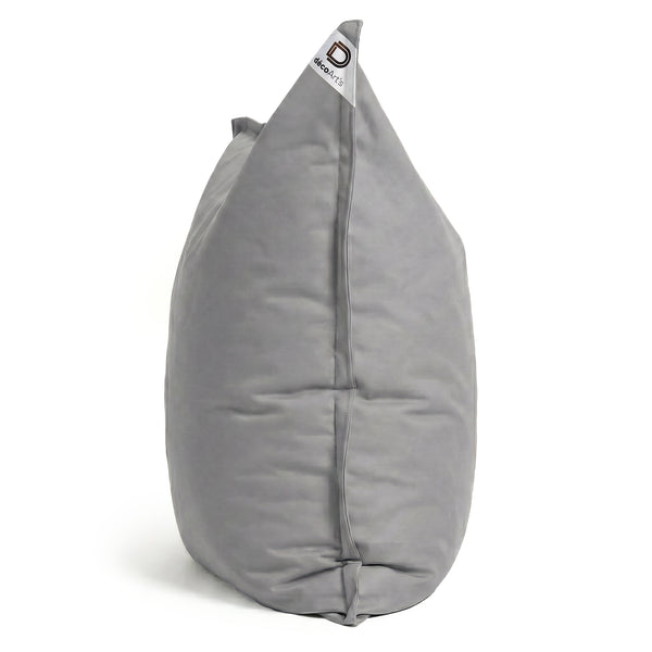Détail tissu pouf gris galet