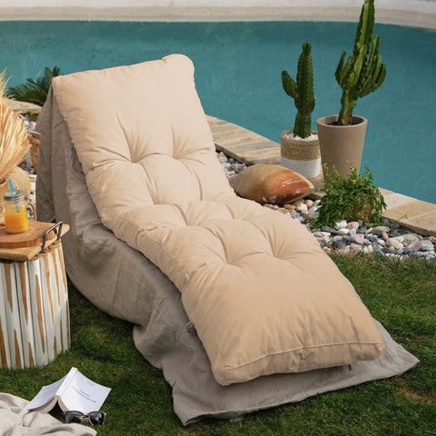Cuscino per lettino prendisole 185 x55 cm Beige chiaro