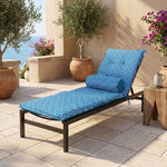 Materassino Sdraio 195x60 Motif Géométrique Verde + Cuscino Cilindrico - Anti-UV & Idrorepellente