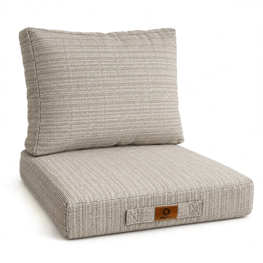 Set Cuscini Salotto da Giardino 50x50 Beige Melange Nero - Seduta + Schienale (Premium 270g)