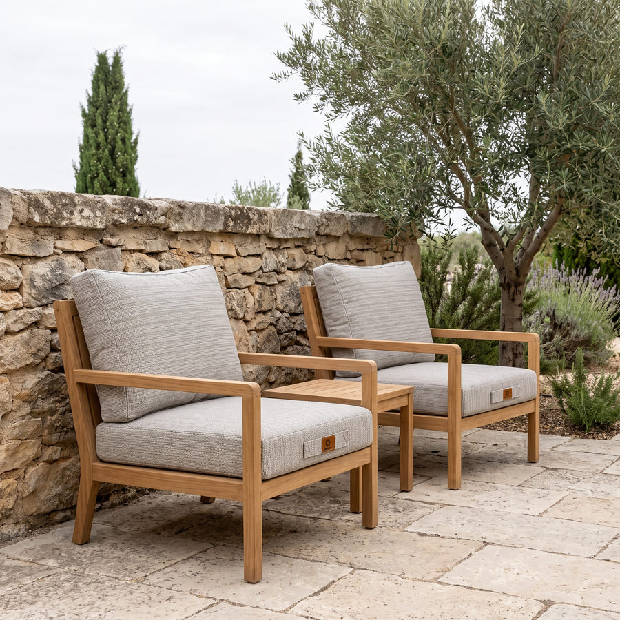 Set Cuscini Salotto da Giardino 50x50 Beige Melange Nero - Seduta + Schienale (Premium 270g)