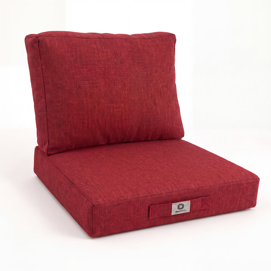 Set Cuscini Salotto da Giardino 50x50 Rosso Bordeaux - Seduta + Schienale (Premium 270g)