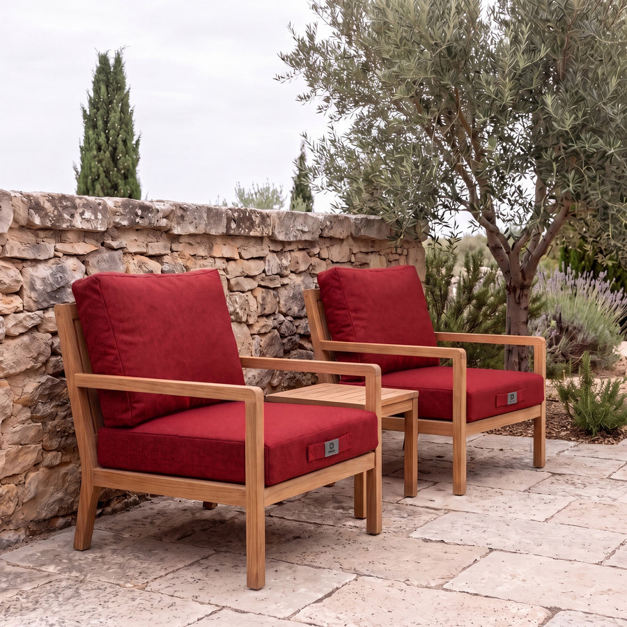 Set Cuscini Salotto da Giardino 60x60 Rosso Bordeaux - Seduta + Schienale (Premium 270g)