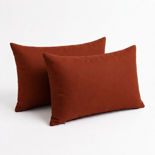 Set di 2 Cuscini d'Accento 60x35 Terracotta - Decorazione Giardino & Sfoderabile