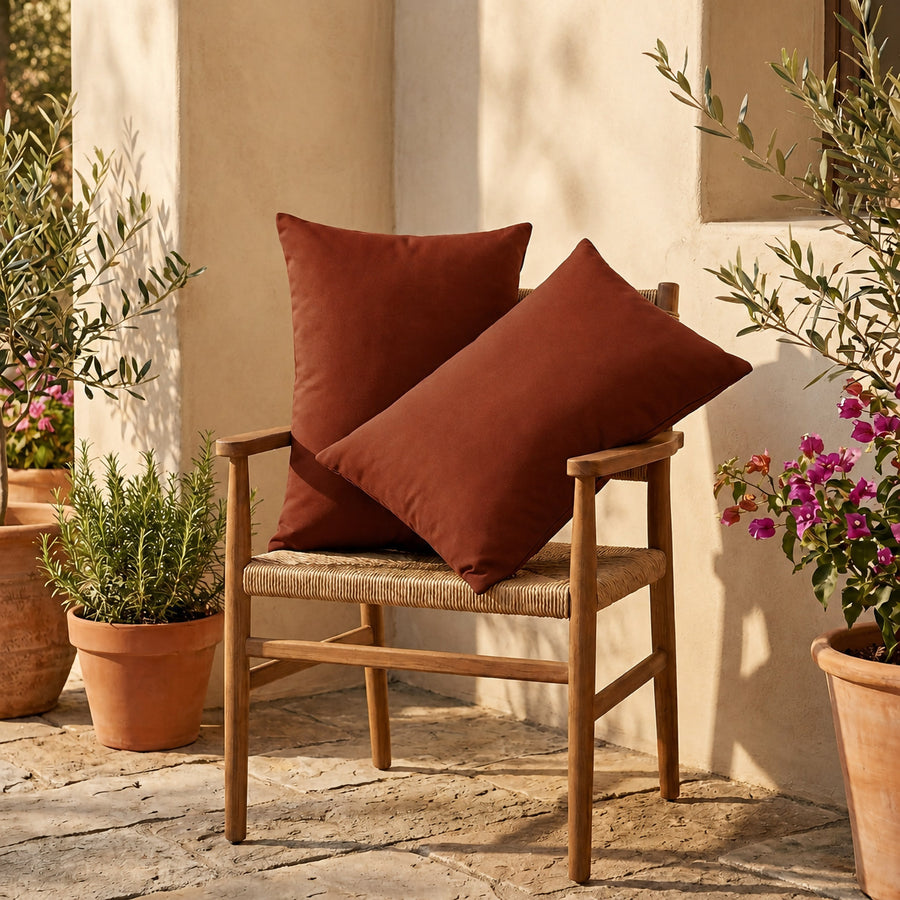 Set di 2 Cuscini d'Accento 60x35 Terracotta - Decorazione Giardino & Sfoderabile