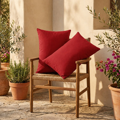 Set di 2 Cuscini d'Accento 60x35 Rosso - Decorazione Giardino & Sfoderabile