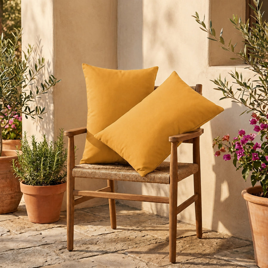 Set di 2 Cuscini d'Accento 60x35 Giallo - Decorazione Giardino & Sfoderabile