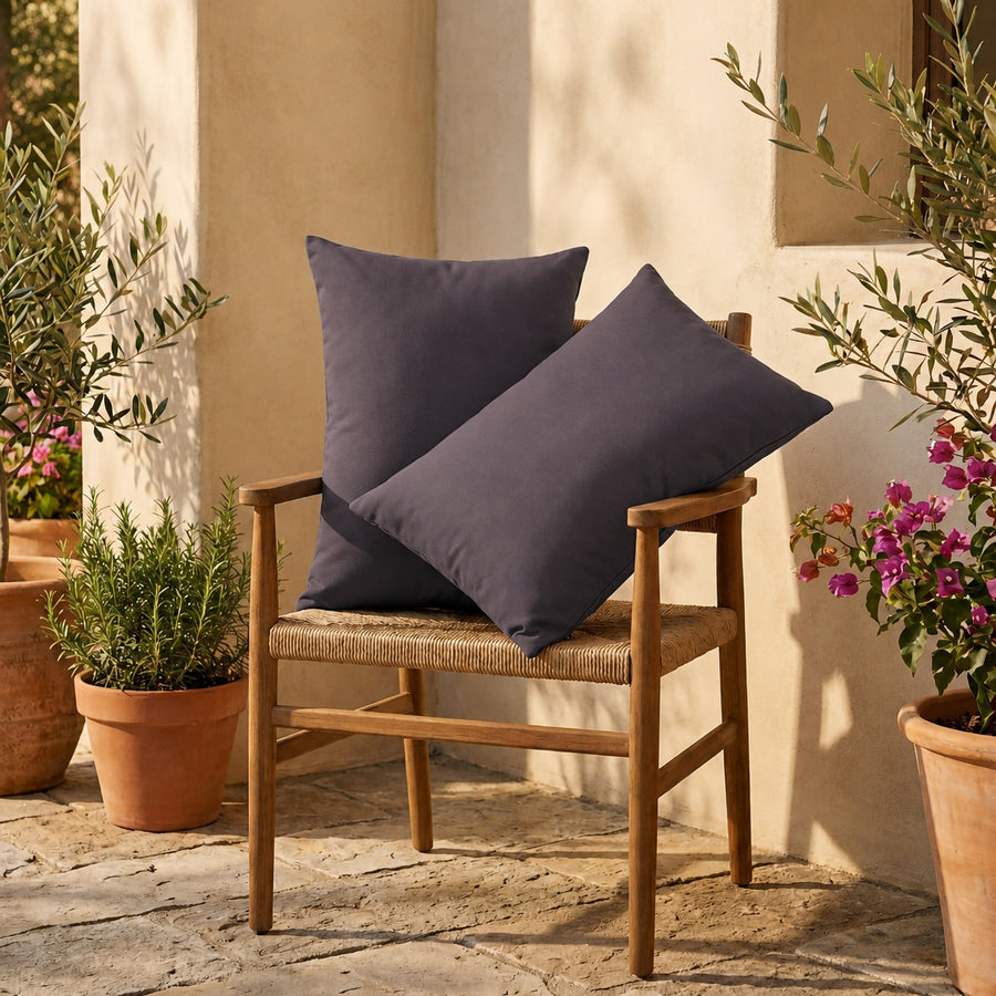 Set di 2 Cuscini d'Accento 60x35 Grigio Carbone - Decorazione Giardino & Sfoderabile