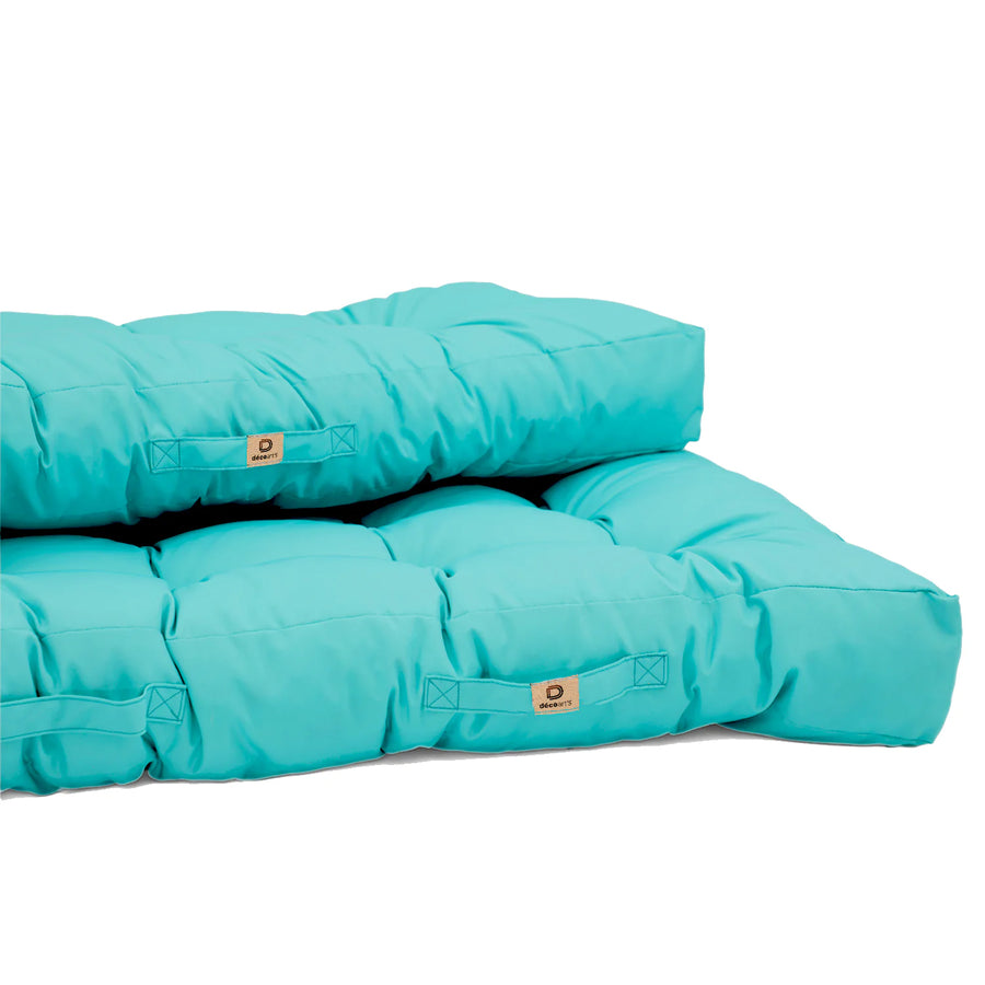 Set Cuscini Pallet 120x80 Blu Caraibi, tessuto anti-UV e idrorepellente