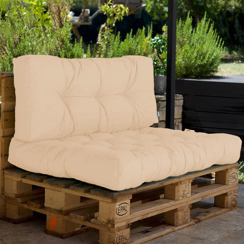 Set di cuscini da esterno per pallet beige 120x80 Impermeabile Anti-UV DECOARTS
