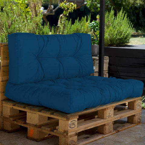 Set cuscini da esterno per pallet blu petrolio 120x80 Impermeabile Anti-UV DECOARTS