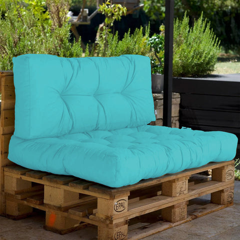 Lotto di cuscini da esterno per pallet blu caraibico 120x80 DECOARTS impermeabile anti-UV