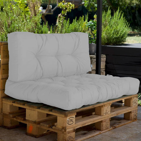 Set di cuscini da esterno per pallet grigio ghiaia 120x80 Impermeabile Anti-UV DECOARTS