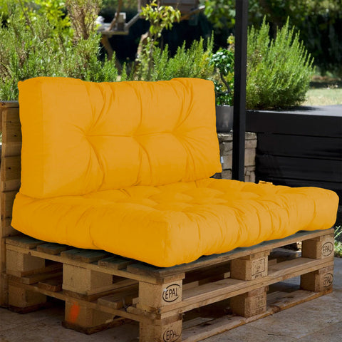 Set cuscini da esterno per pallet giallo miele 120x80 Impermeabile Anti-UV DECOARTS