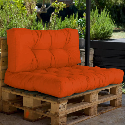 Set di cuscini da esterno per pallet arancione 120x80 Impermeabile Anti-UV DECOARTS