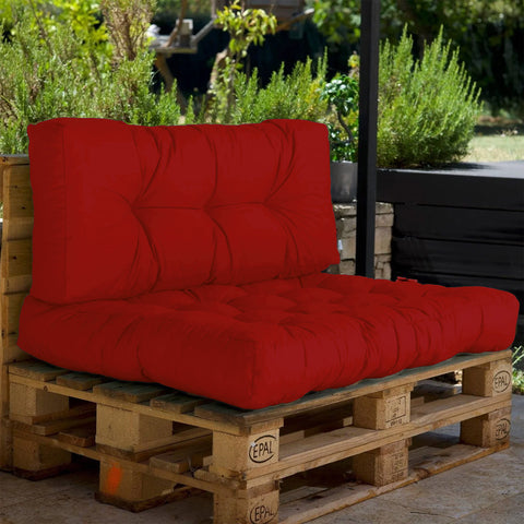 Set di cuscini da esterno per pallet chili red 120x80 Impermeabile Anti-UV DECOARTS