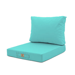 Set Cuscini Salotto da Giardino 60x60 Blu Caraibi - Sfoderabile & Anti-UV (Seduta + Schienale)