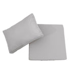 Ensemble de coussins gris galet pour salon de jardin, avec assise et dossier, dimensions 50x60 cm, pour fauteuils et canapés.
