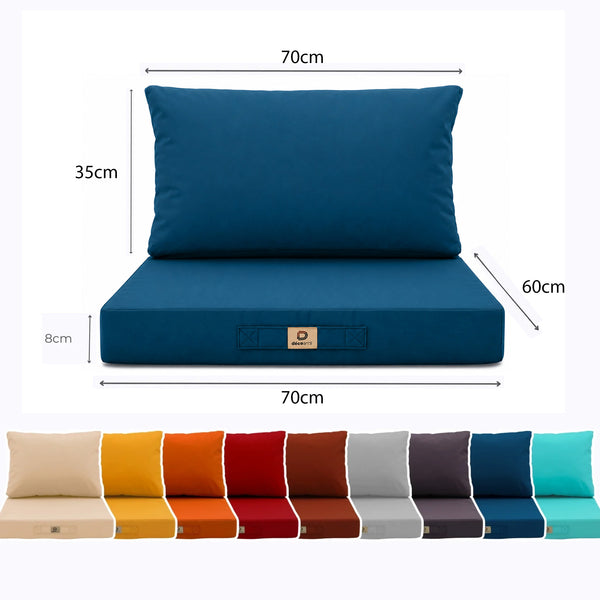 Set Cuscini Salotto da Giardino 60x70 Blu Petrolio - Sfoderabile & Anti-UV (Seduta + Schienale)