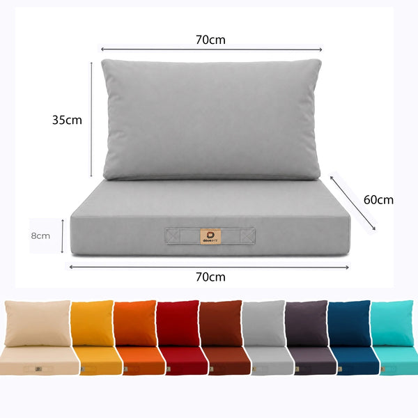 Set Cuscini Salotto da Giardino 60x70 Grigio Ciottolo - Sfoderabile & Anti-UV (Seduta + Schienale)