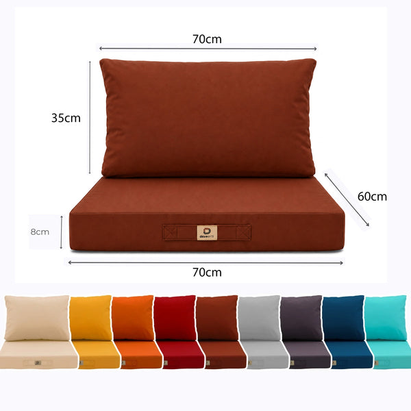 Set Cuscini Salotto da Giardino 60x70 Terracotta - Sfoderabile & Anti-UV (Seduta + Schienale)