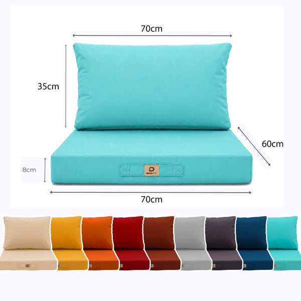 Set Cuscini Salotto da Giardino 60x70 Blu Caraibi - Sfoderabile & Anti-UV (Seduta + Schienale)