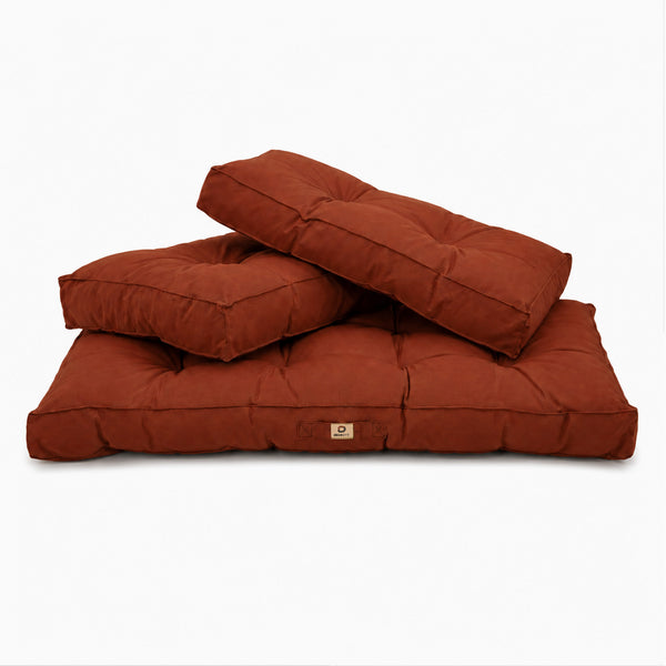 Set Cuscini Trapuntati per Panchina 100x50 Terracotta - Spesso 15cm (1 Seduta + 2 Schienali)