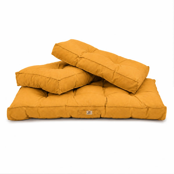 Set Cuscini Trapuntati per Panchina 120x60 Giallo - Spesso 15cm (1 Seduta + 2 Schienali)