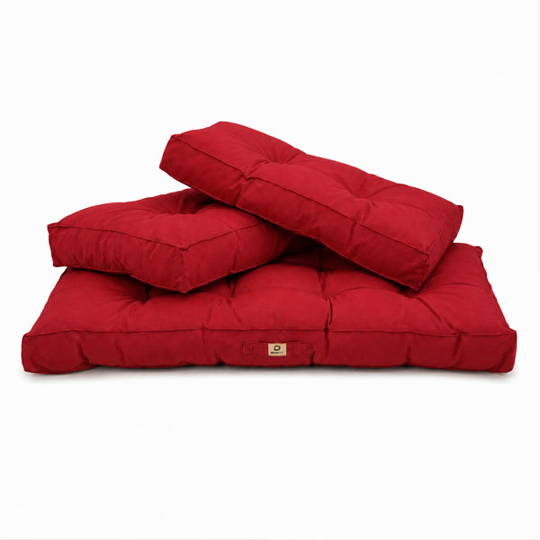 Set Cuscini Trapuntati per Panchina 120x60 Rosso - Spesso 15cm (1 Seduta + 2 Schienali)
