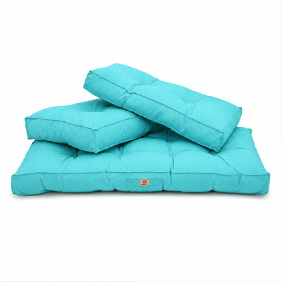 Set Cuscini Trapuntati per Panchina 100x50 Blu Caraibi - Spesso 15cm (1 Seduta + 2 Schienali)