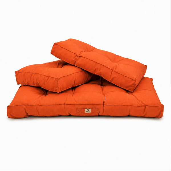 Set Cuscini Trapuntati per Panchina 120x60 Arancione - Spesso 15cm (1 Seduta + 2 Schienali)