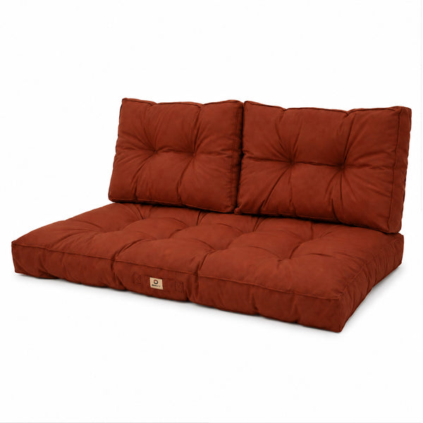 Set Cuscini Trapuntati per Panchina 120x60 Terracotta - Spesso 15cm (1 Seduta + 2 Schienali)